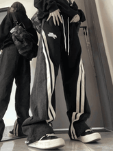 Patchwork Striped Baggy Boyfriend Jeans